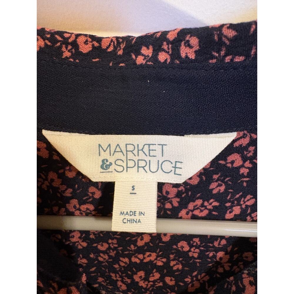 Stitch Fix Market & Spruce Ditsy Floral Popover Blouse Navy S Cottagecore - Picture 4 of 6